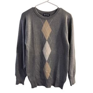 Barbour Cashmere Cotton Crew Neck Sweater Size XS Gray Made in Scotland